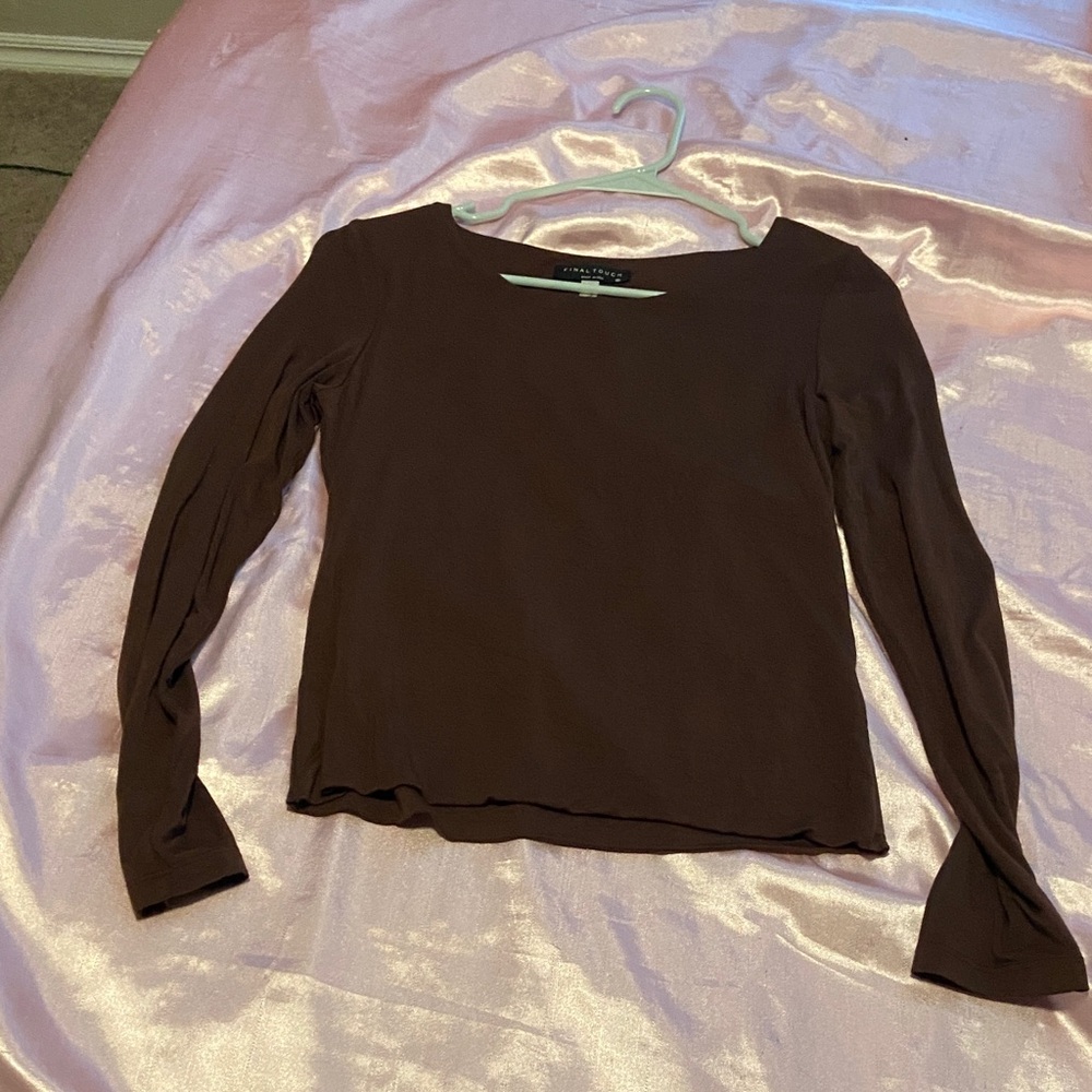 Final Touch Brown Long Sleeve Blouse